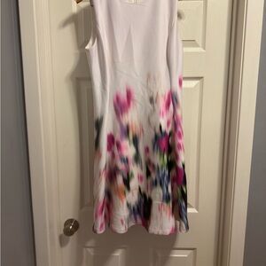 DKNYC White and Pink Floral Midi Dress